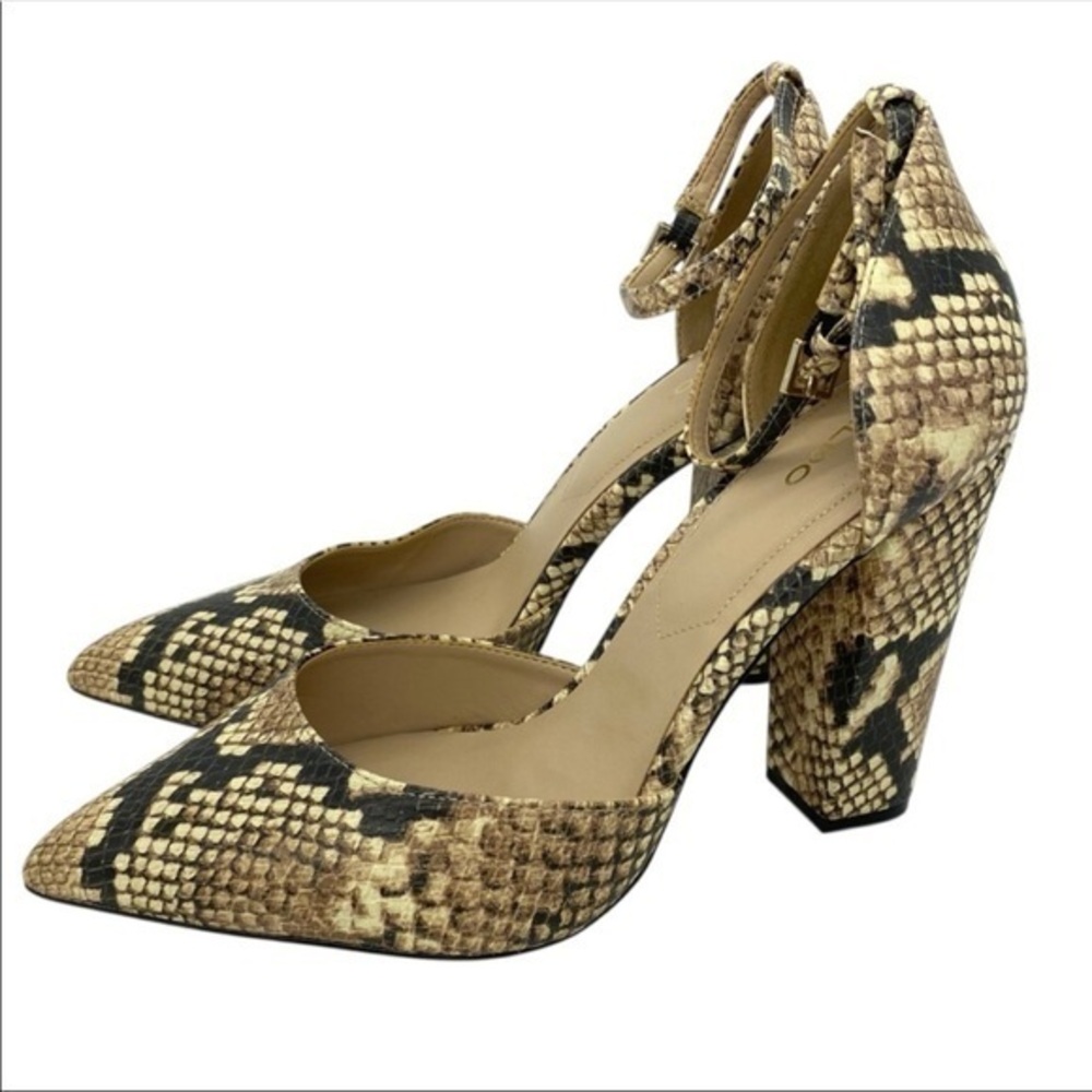 Aldo Nicholes Snakeskin Block Heel Pumps Size 9